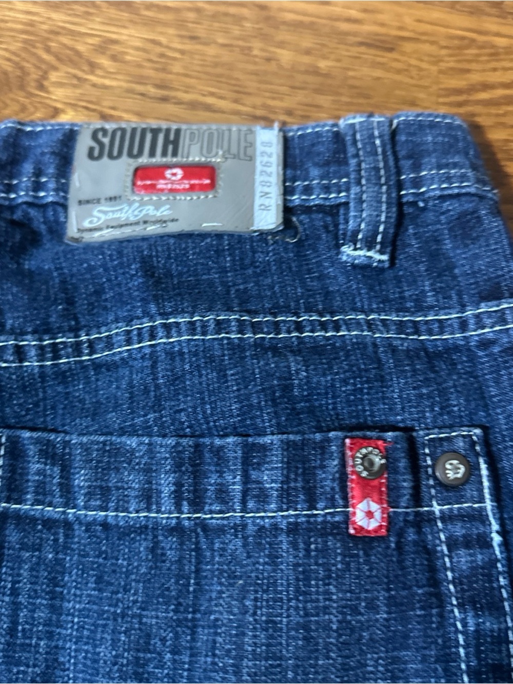 Vintage Southpole Red Tabs Y2K Baggy Denim Shorts Size 28